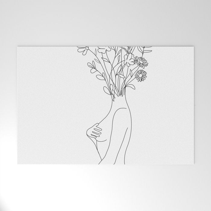 Minimal Line Bloom Welcome Mat Gallery Image 1
