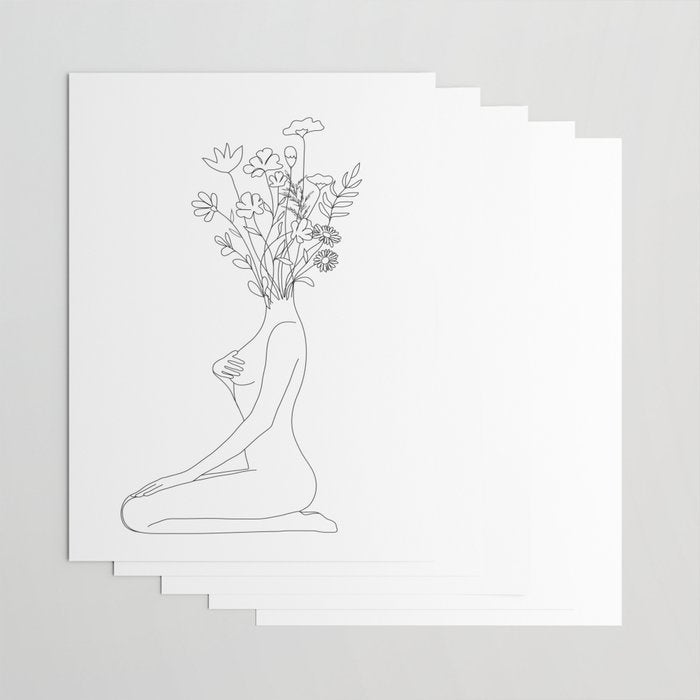 Minimal Line Bloom Wrapping Paper Gallery Image 3
