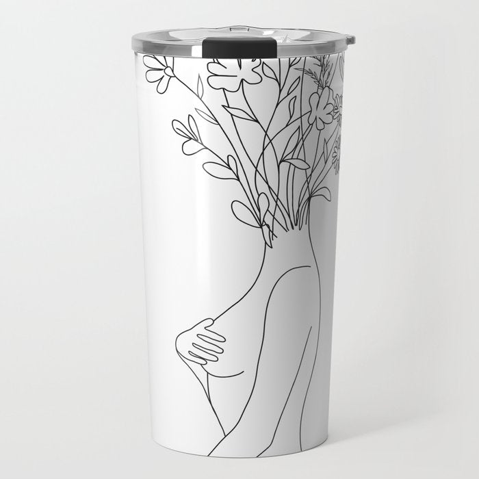 Minimal Line Bloom Travel Mug Gallery Image 1