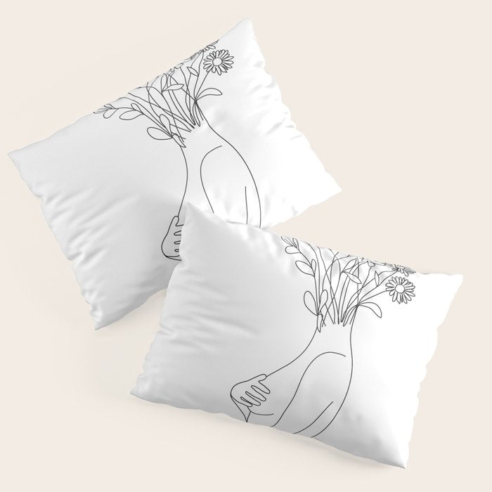 Minimal Line Bloom Pillow Sham Gallery Image 1