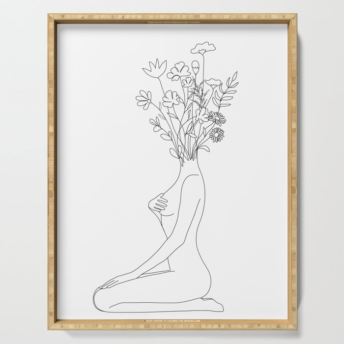 Minimal Line Bloom Serving Tray Gallery Image 1