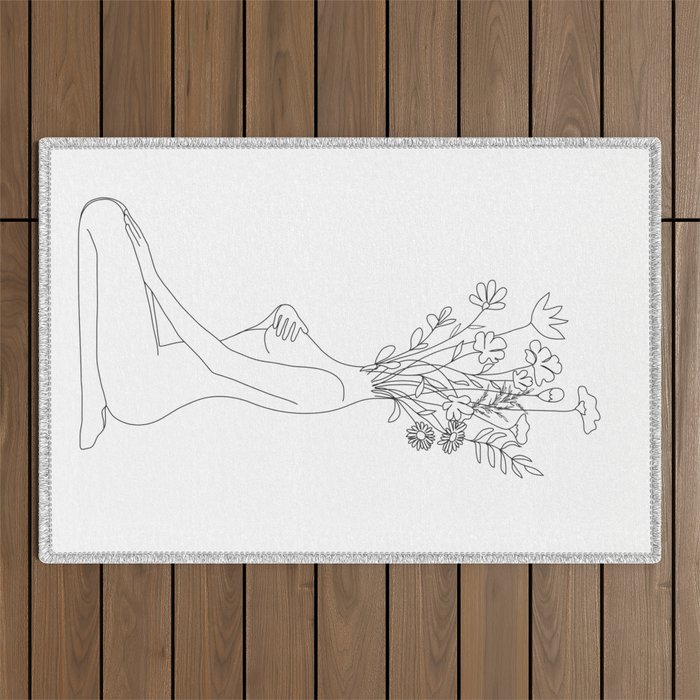 Minimal Line Bloom Outdoor Rug Gallery Image 1
