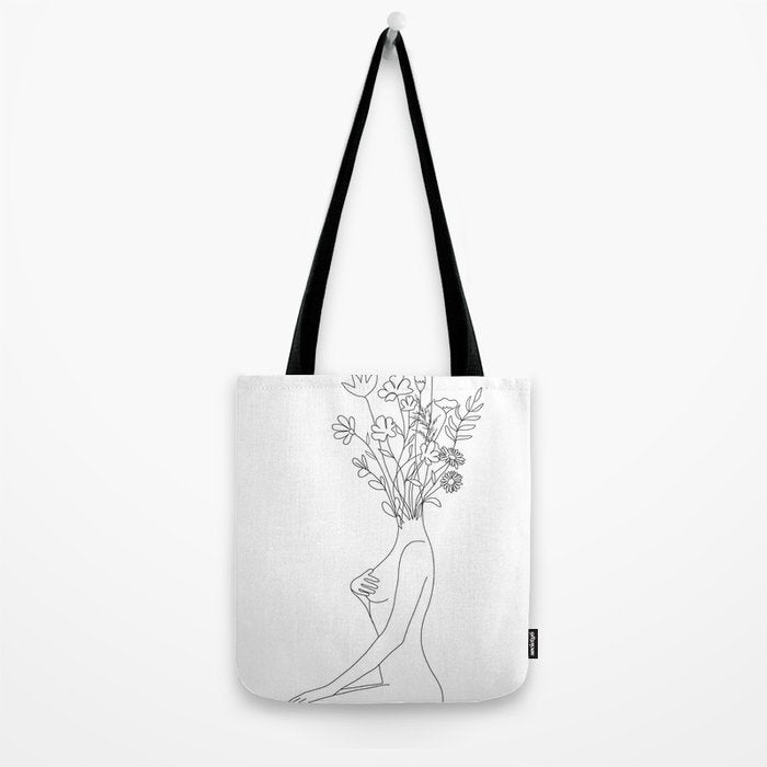 Minimal Line Bloom Tote Bag Gallery Image 2