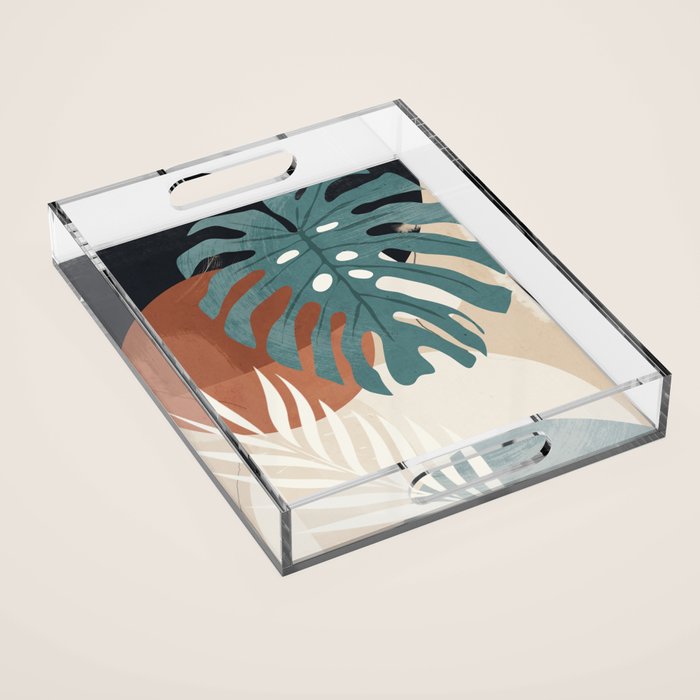 Abstract Art Tropical Leaves  Acrylic Tray Gallery Image 1