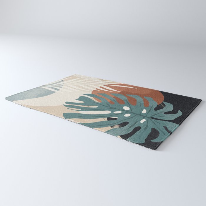 Abstract Art Tropical Leaves  Rug Gallery Image 3