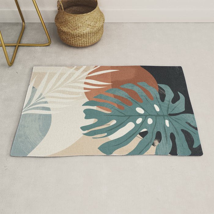 Abstract Art Tropical Leaves  Rug Gallery Image 1