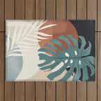 Abstract Art Tropical Leaves  Outdoor Rug Gallery Image 1