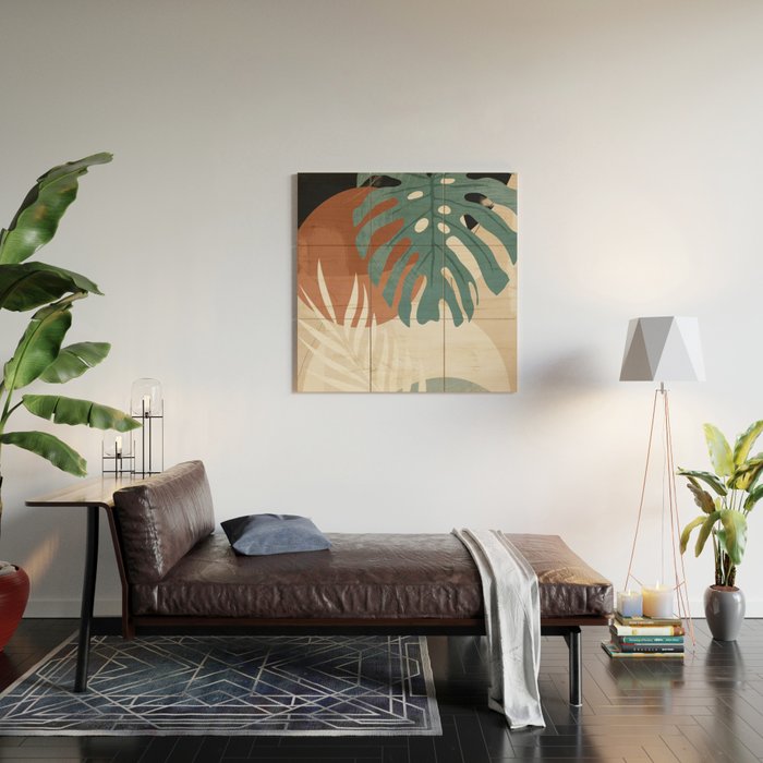 Abstract Art Tropical Leaves  Wood Wall Art Gallery Image 2