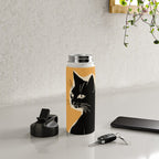 Minimalist Black Cat 3 Water Bottle Gallery Image 4