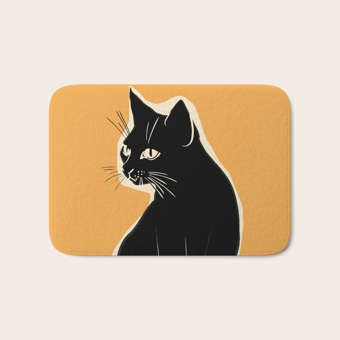 Minimalist Black Cat 3 Bath Mat Gallery Image 1