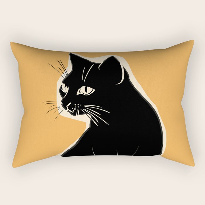 Minimalist Black Cat 3 Rectangular Pillow Gallery Image 1