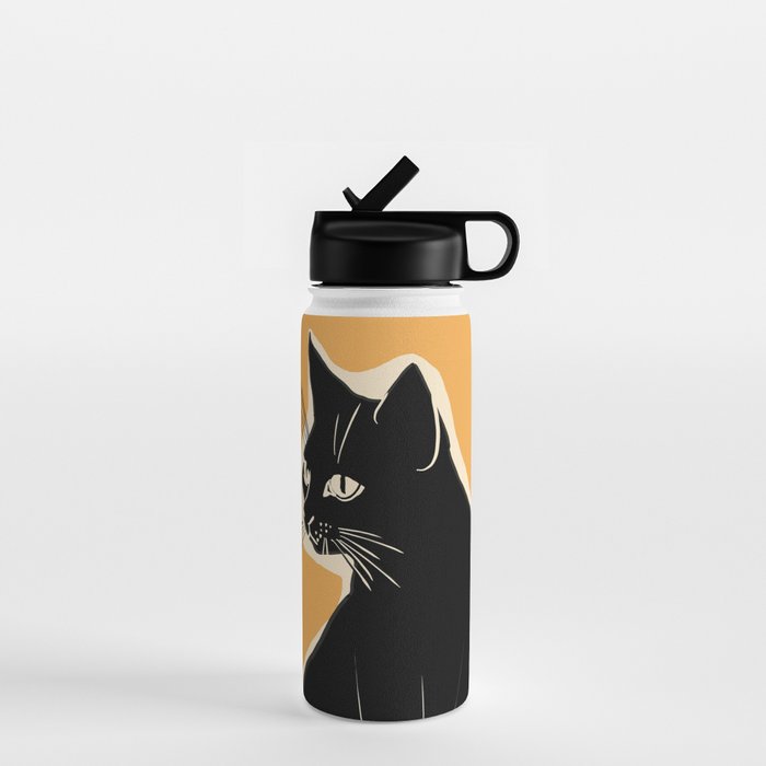 Minimalist Black Cat 3 Water Bottle Gallery Image 1