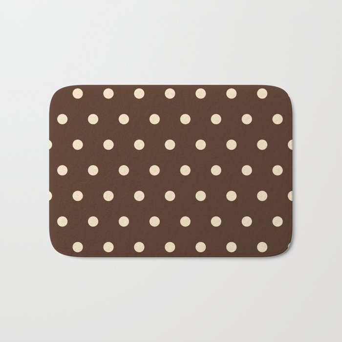 Vintage polka dots baroque brown & cream Bath Mat Gallery Image 1