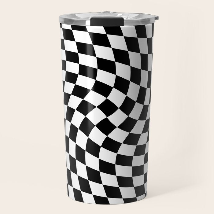 Check VIII - Black Twist â Checkerboard Print Travel Mug Gallery Image 1