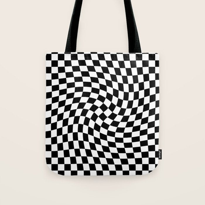 Check VIII - Black Twist â Checkerboard Print Tote Bag Gallery Image 1
