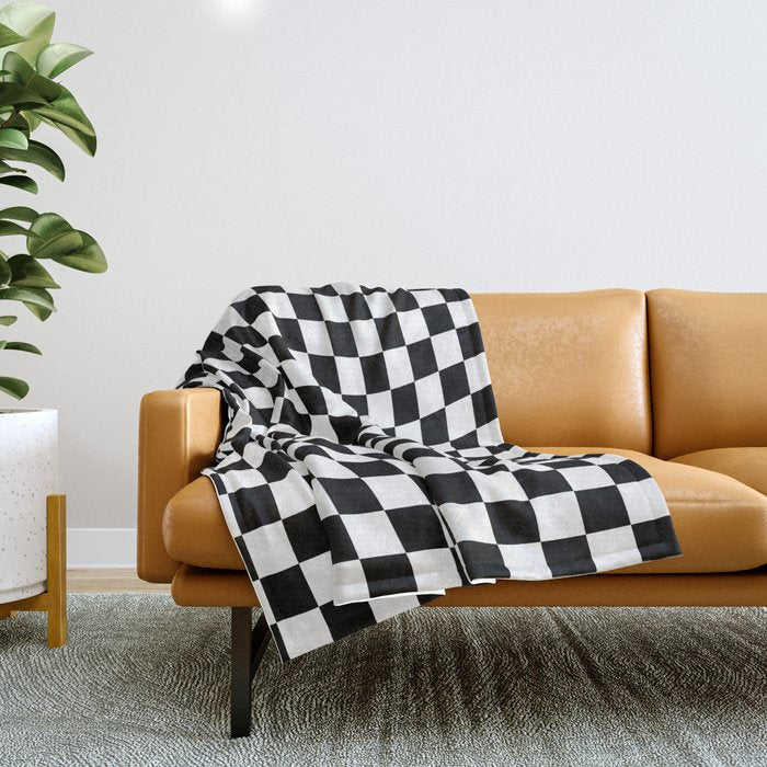 Check VIII - Black Twist â Checkerboard Print Throw Blanket Gallery Image 1