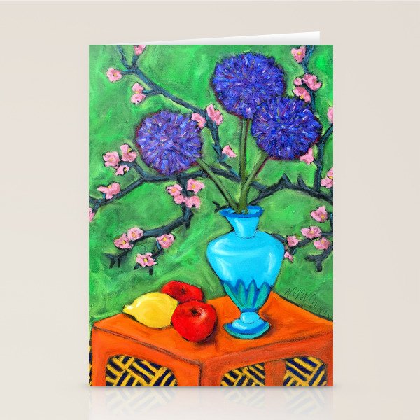 Allium on Orange Table Stationery Card Gallery Image 1