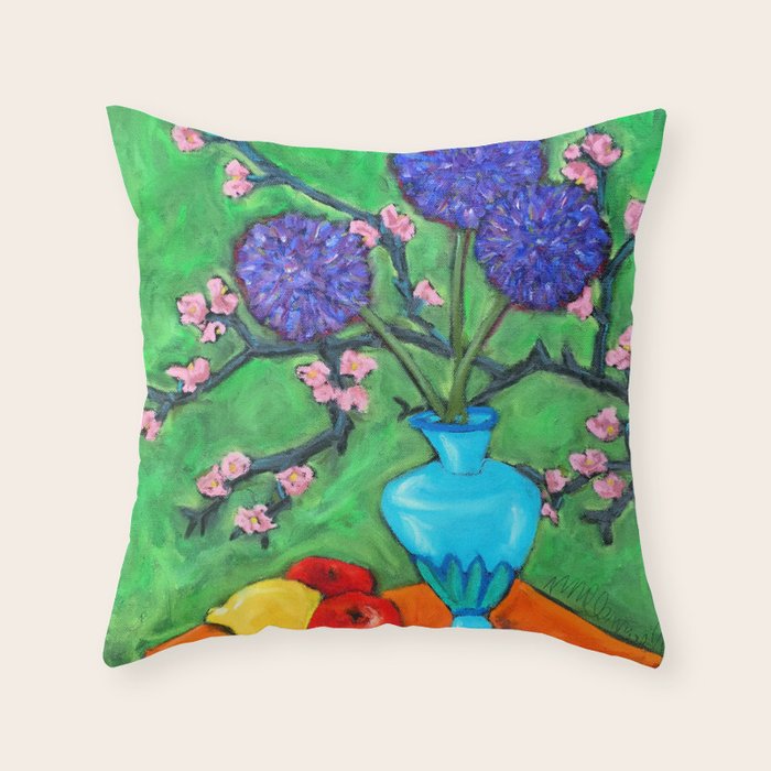 Allium on Orange Table Throw Pillow Gallery Image 6