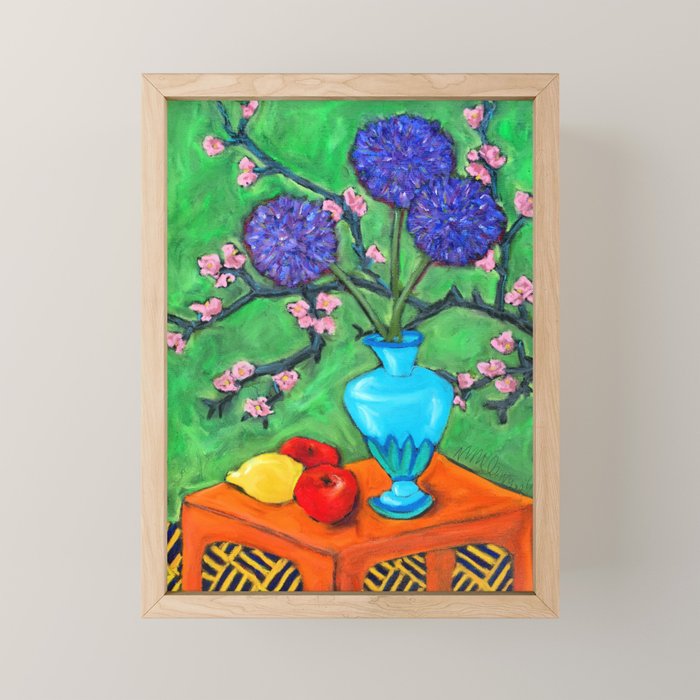 Allium on Orange Table Mini Art Print Gallery Image 1