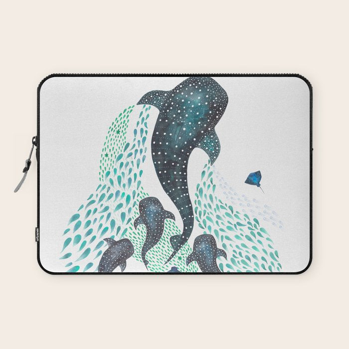 Whale Shark Pod Voyage Ocean Print Laptop Sleeve Gallery Image 1