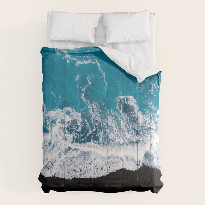 Minimalism Is Waves In Iceland  - Landscape Photography Comforter Gallery Image 1