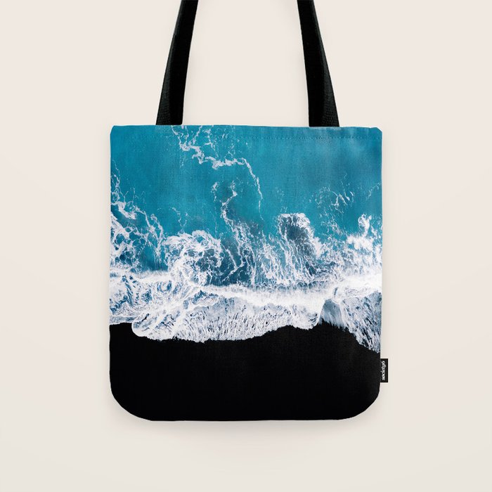 Minimalism Is Waves In Iceland  - Landscape Photography Tote Bag Gallery Image 1