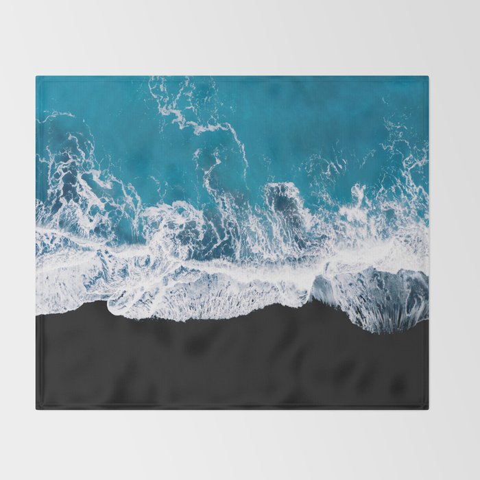 Minimalism Is Waves In Iceland  - Landscape Photography Throw Blanket Gallery Image 2