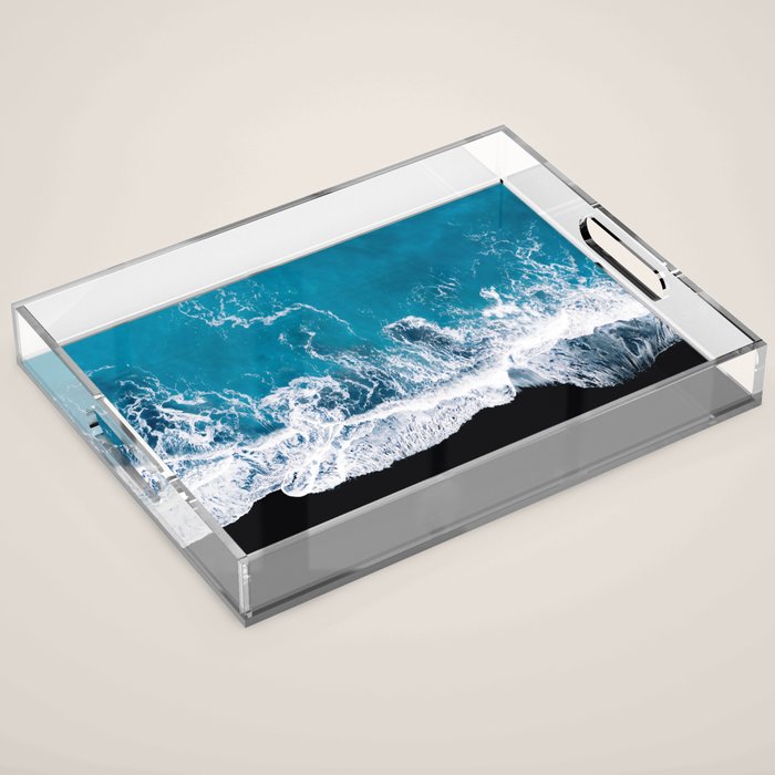 Minimalism Is Waves In Iceland  - Landscape Photography Acrylic Tray Gallery Image 1