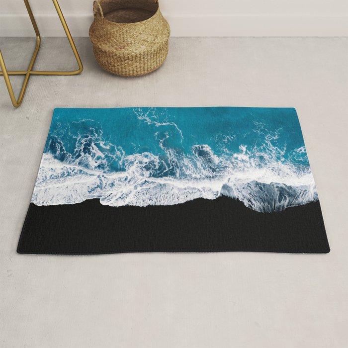 Minimalism Is Waves In Iceland  - Landscape Photography Rug Gallery Image 1