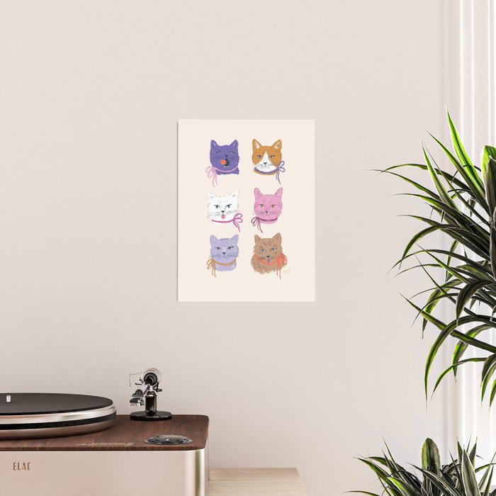 Cats in Purple and Brown Poster Gallery Image 2