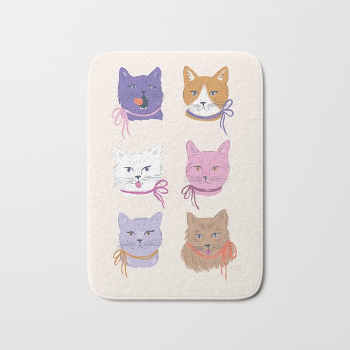 Cats in Purple and Brown Bath Mat Gallery Image 1