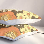 Brown, Yellow, Orange qnd Ivory Retro Flowers Pillow Sham Gallery Image 3