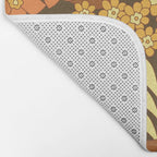 Brown, Yellow, Orange qnd Ivory Retro Flowers Bath Mat Gallery Image 2