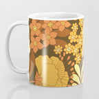 Brown, Yellow, Orange qnd Ivory Retro Flowers Coffee Mug Gallery Image 3