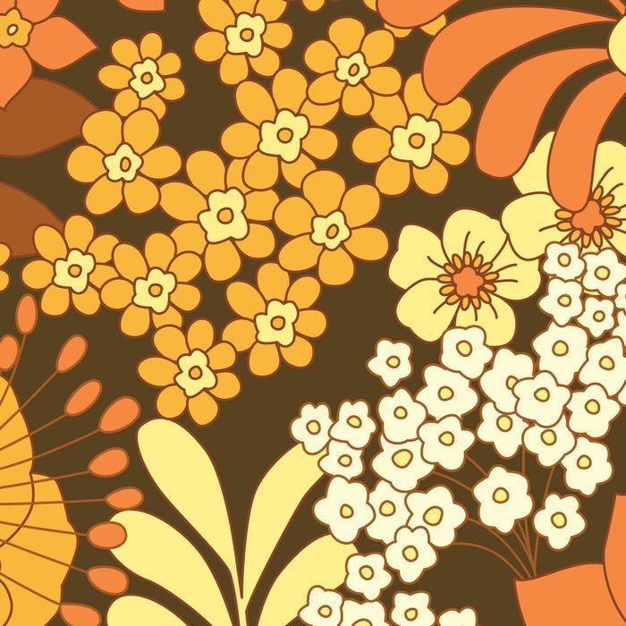 Brown, Yellow, Orange qnd Ivory Retro Flowers Coffee Mug Gallery Image 2