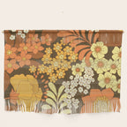 Brown, Yellow, Orange qnd Ivory Retro Flowers Wall Hanging Gallery Image 1
