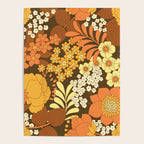 Brown, Yellow, Orange qnd Ivory Retro Flowers Poster Gallery Image 4