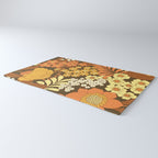 Brown, Yellow, Orange qnd Ivory Retro Flowers Rug Gallery Image 3