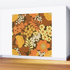 Brown, Yellow, Orange qnd Ivory Retro Flowers Wall Mural Gallery Image 2