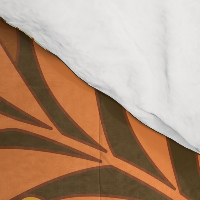 Brown, Yellow, Orange qnd Ivory Retro Flowers Comforter Gallery Image 4