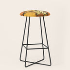Brown, Yellow, Orange qnd Ivory Retro Flowers Stool Gallery Image 1