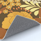 Brown, Yellow, Orange qnd Ivory Retro Flowers Rug Gallery Image 4