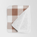 Gingham Large Brown White Throw Blanket Gallery Image 3