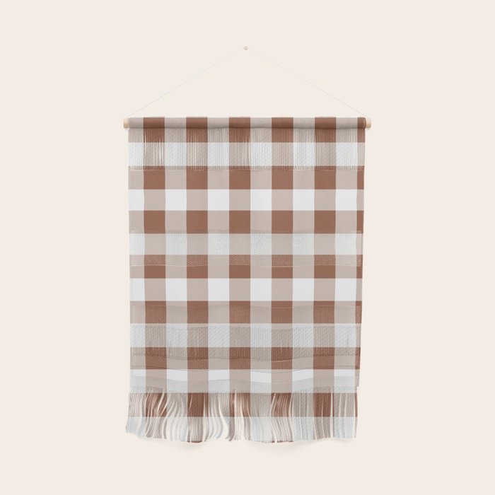 Gingham Large Brown White Wall Hanging Gallery Image 1