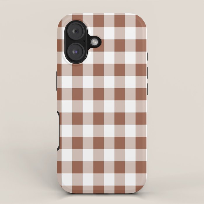 Gingham Large Brown White iPhone Case Gallery Image 1
