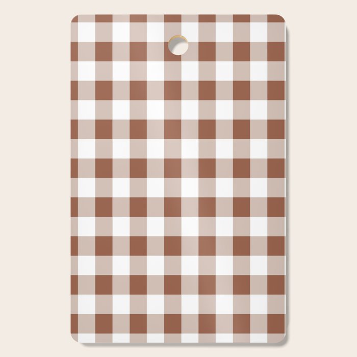 Gingham Large Brown White Cutting Board Gallery Image 1