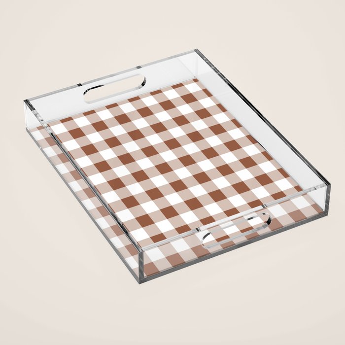 Gingham Large Brown White Acrylic Tray Gallery Image 1