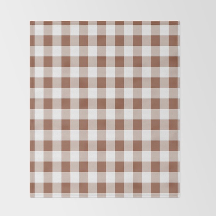Gingham Large Brown White Throw Blanket Gallery Image 2