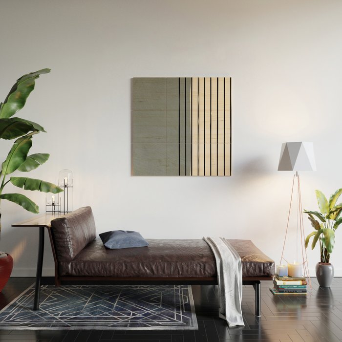 Gray and Black Minimalist Lines Wood Wall Art Gallery Image 2