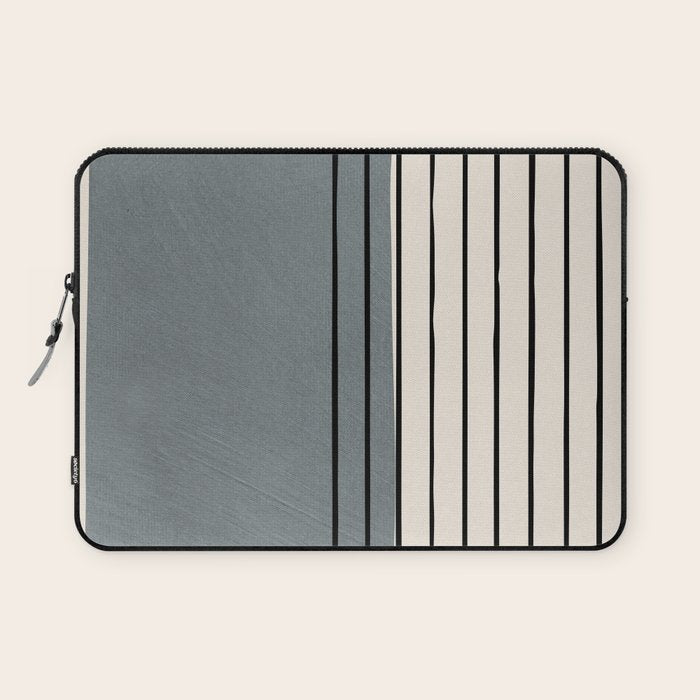 Gray and Black Minimalist Lines Laptop Sleeve Gallery Image 1